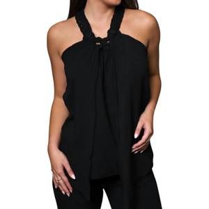 NEW PINE APPAREL rope neck halter top in black